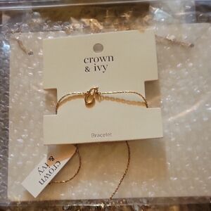 Crown & Ivy Gold Bracelet Initial E
